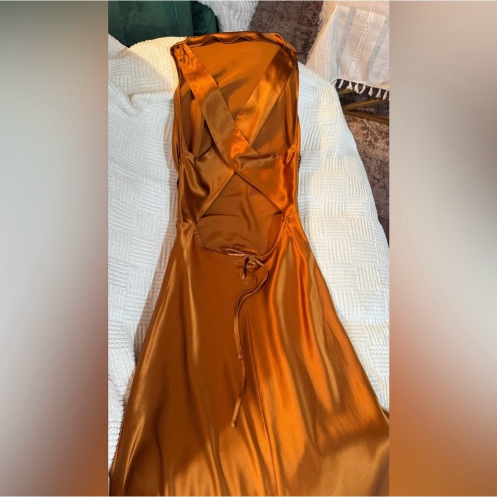 Reformation Anaiis Silk Dress - Copper - Picture 7 of 13
